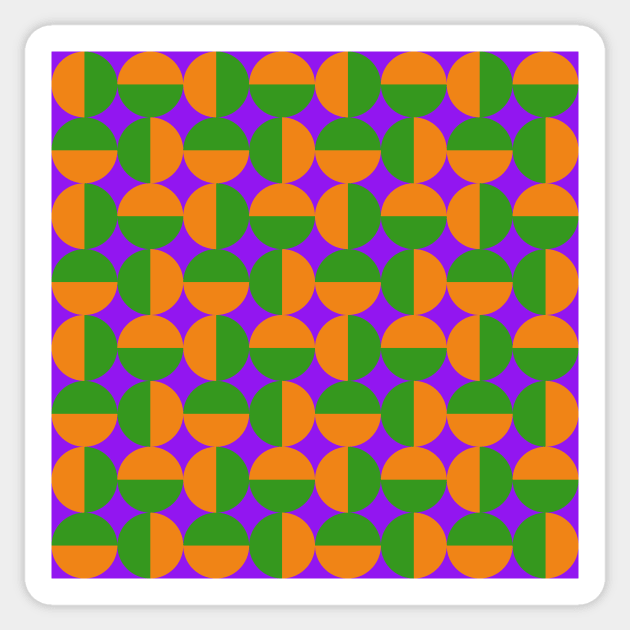 orange green and purple geometrical mid century pattern Sticker by pauloneill-art